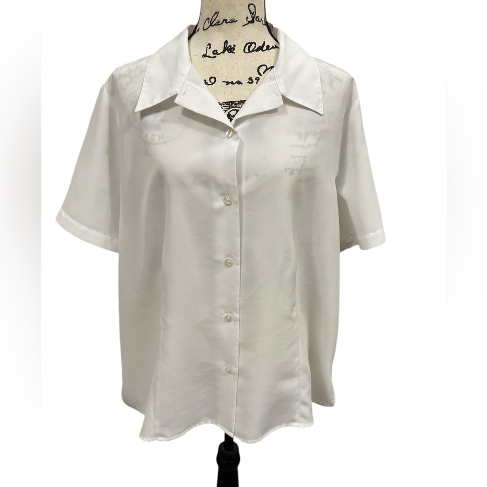 Kathie Lee Dressy White Polyester Flowy Chiffon Blouse size 18/20W